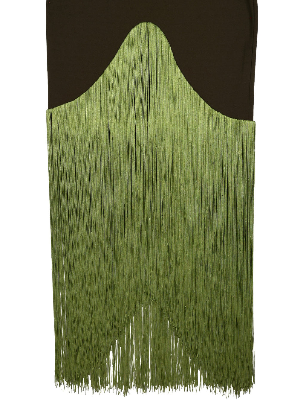 Olive Green Fringe Maxi Dress with Cutout Neckline Evening dress