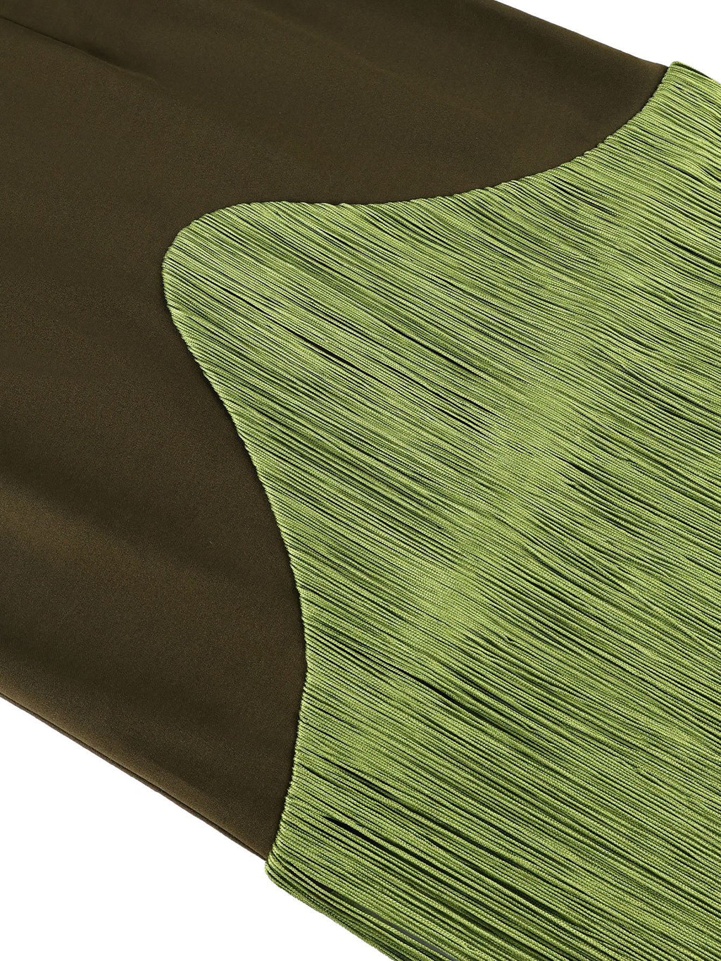Olive Green Fringe Maxi Dress with Cutout Neckline Evening dress