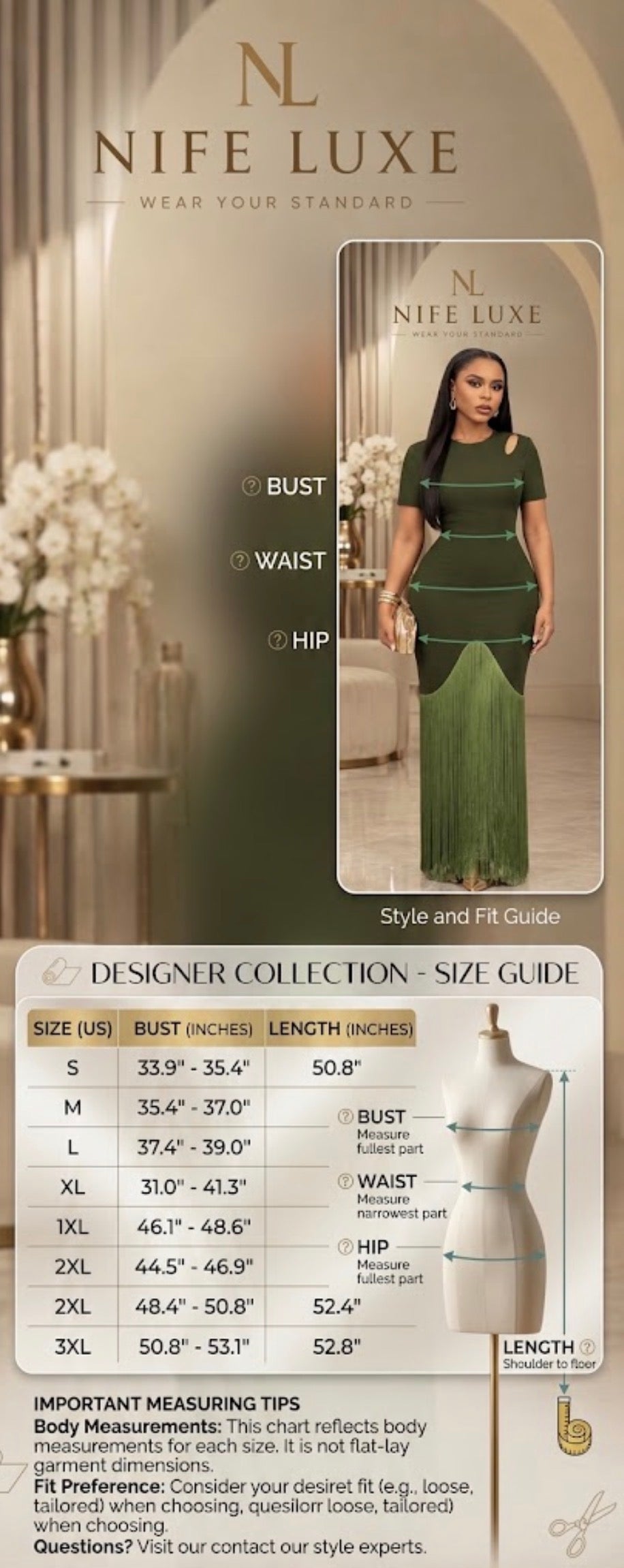 Olive Green Fringe Maxi Dress with Cutout Neckline Evening dress