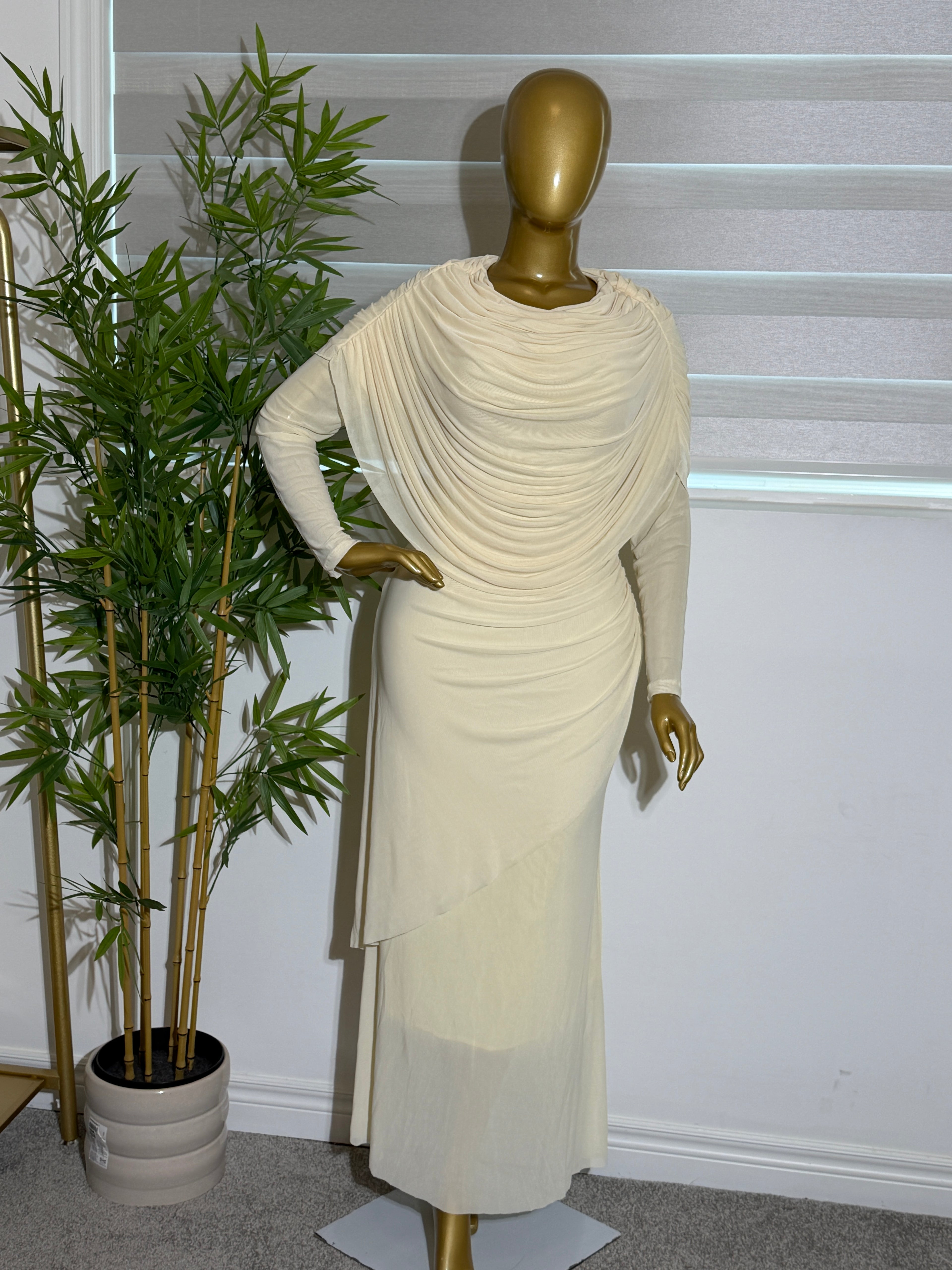 Drape Bodycon Mesh Dress