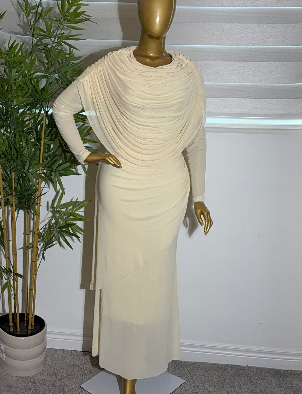 Drape Bodycon Mesh Dress