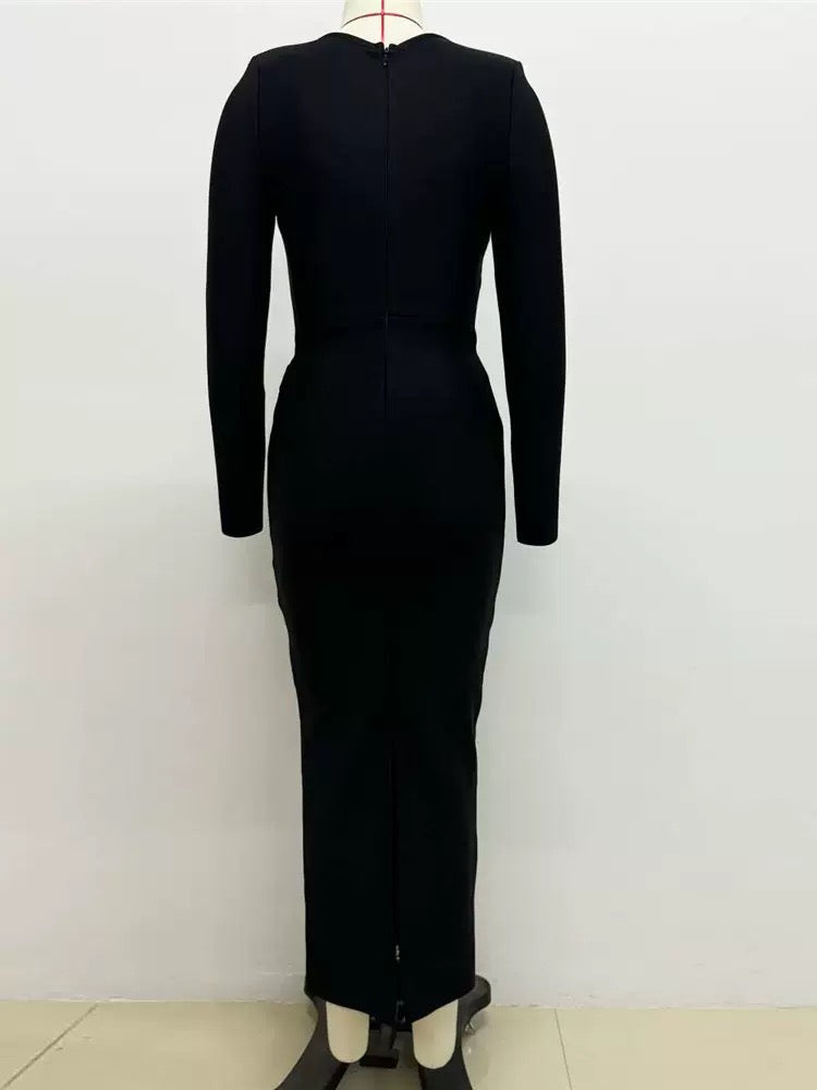 Black Bandage dress - Crystal bustier long sleeve
