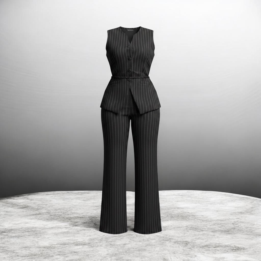 Pinstripe blazer and wide-Leg Trouser Set