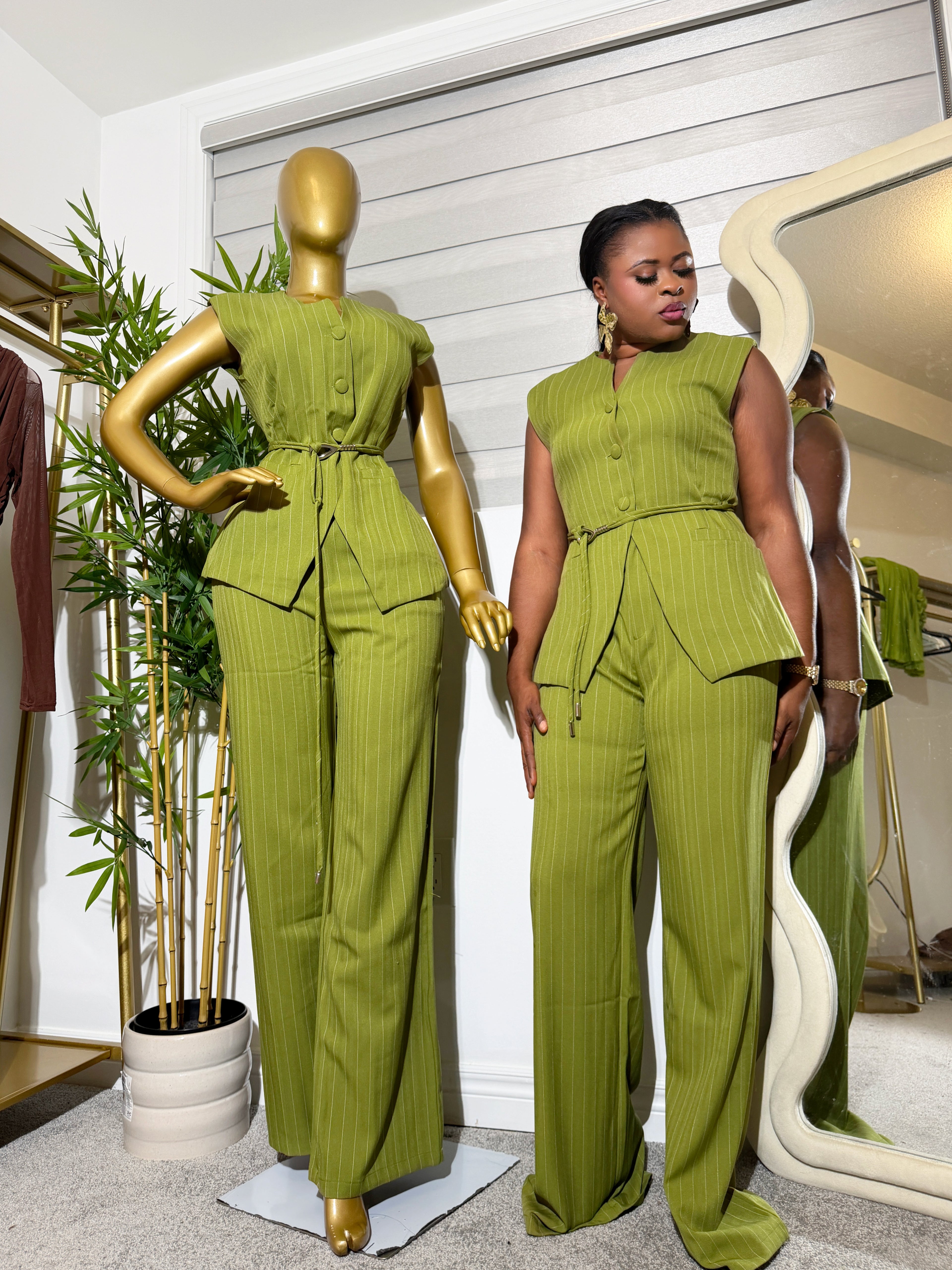 Tailored pinstripe blazer & and wide leg set