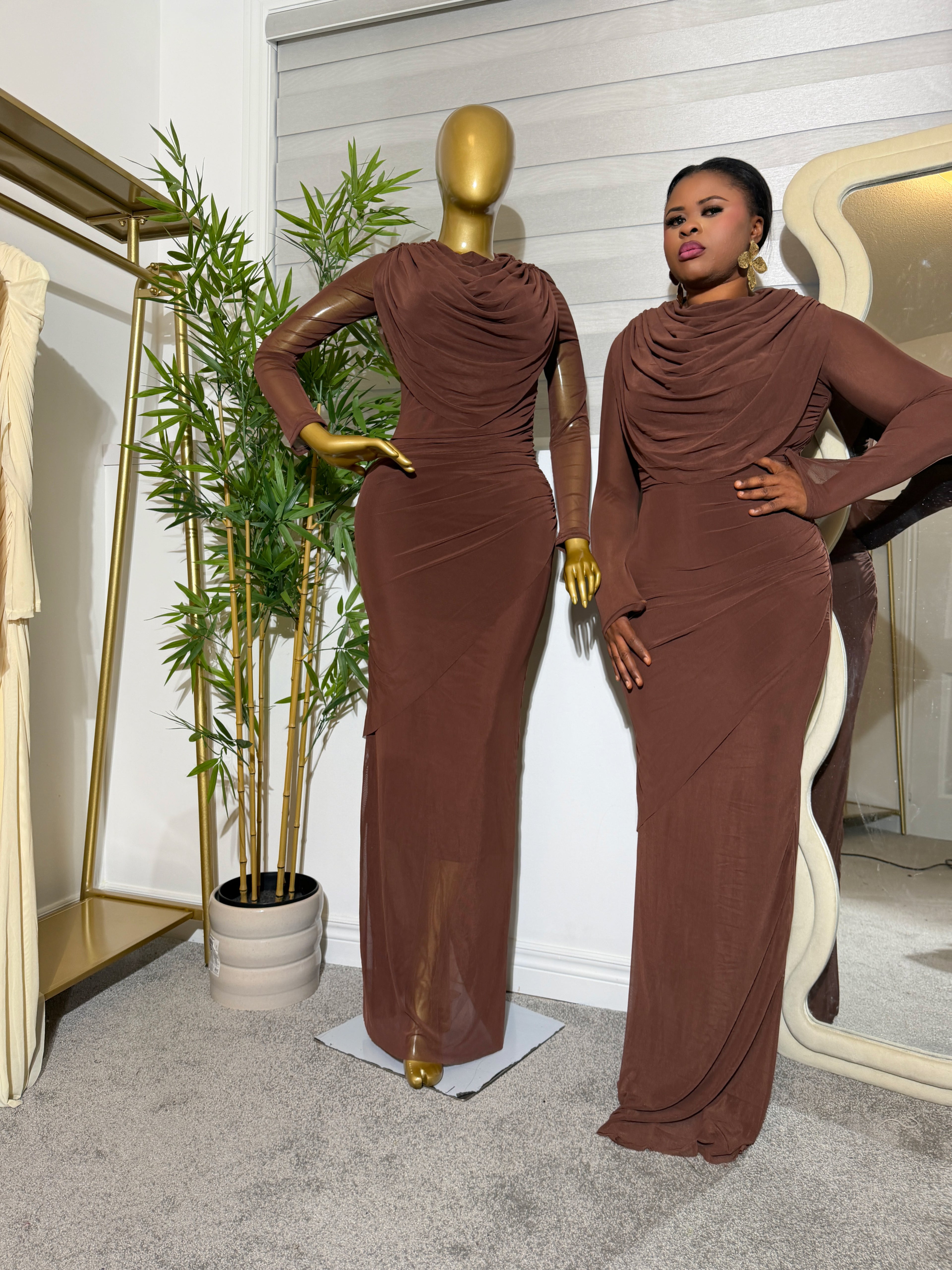 Drape Bodycon Mesh Dress