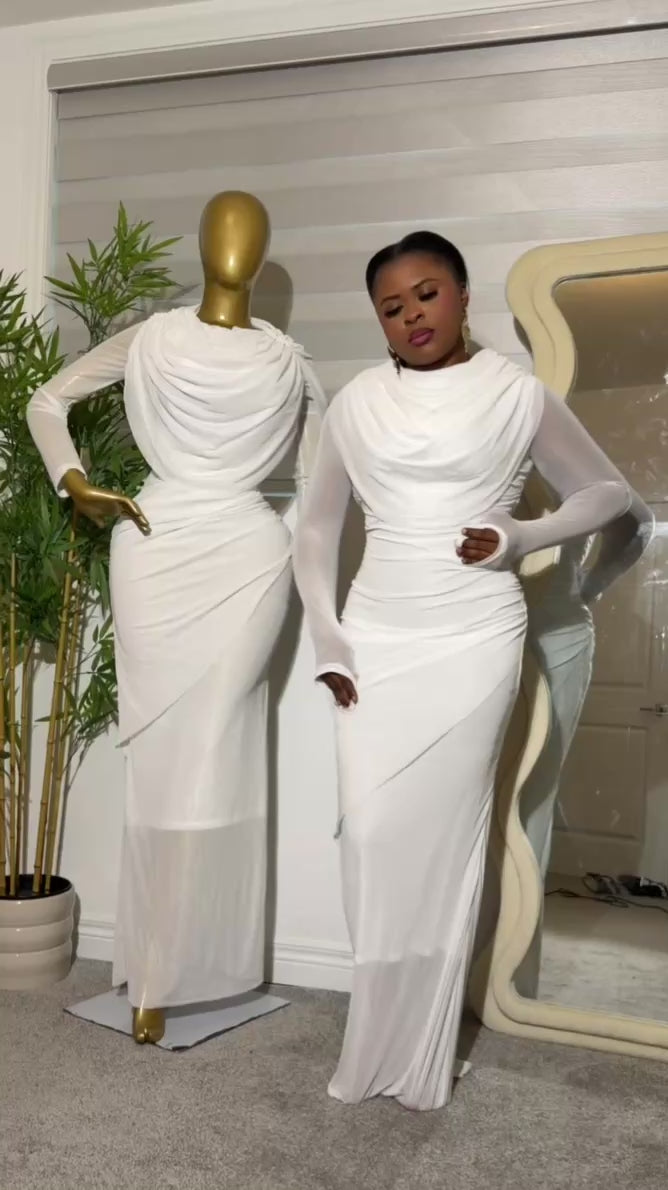 Drape Bodycon Mesh Dress