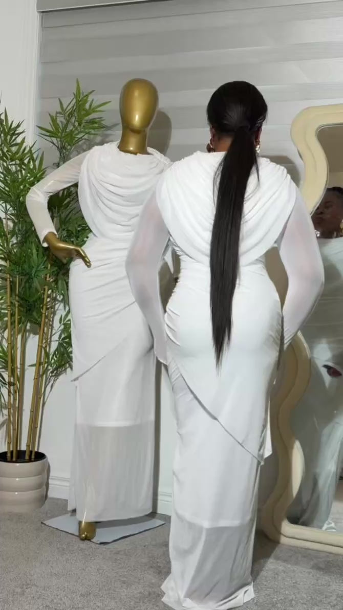Drape Bodycon Mesh Dress